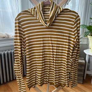 Madewell Whisper Cotton Turtleneck in Mustard Yellow/Cream Stripe